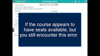 Class Capacity Error - NAU Academic Advising