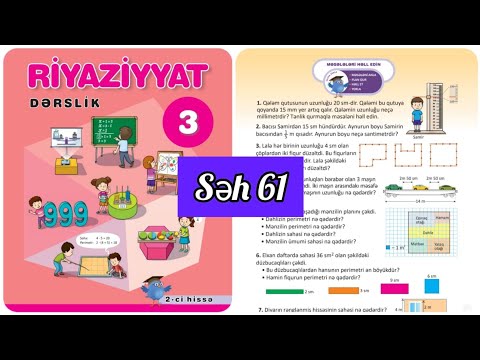 3-cü sinif Riyaziyyat dərslik səh 61. 2ci hissə. Məsələləri həll edin