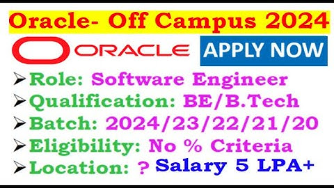 Oracle is hiring 2024/23/22/21/20 Batch | No % Criteria | Required Skills? |Locations? #jobupdates4u