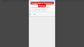 Temperature Conversion 🐍#python #pythontutorial #coding Python Tutorial Temperature Converter