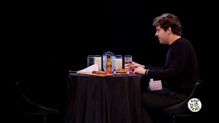 David Dobrik talking to himself on the Hot Ones show