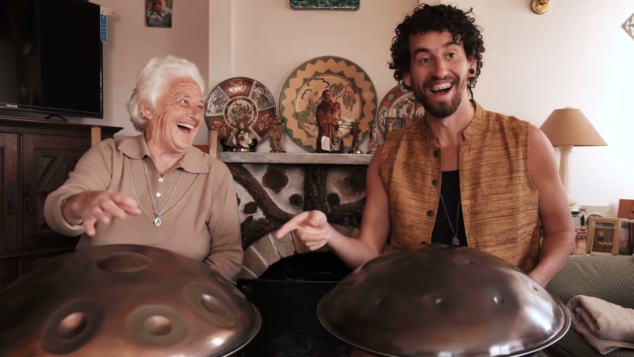 Grandma Celeste plays Handpan for the 1st time