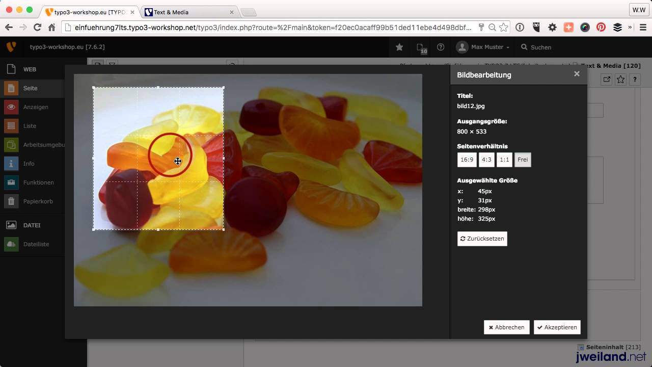 New Update Teil 24: Bilder in Inhaltselementen zuschneiden (TYPO3 7 LTS für Redakteure)