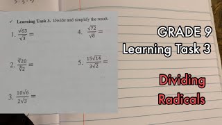 Grade 9 Learning Task 3: Division of Radicals