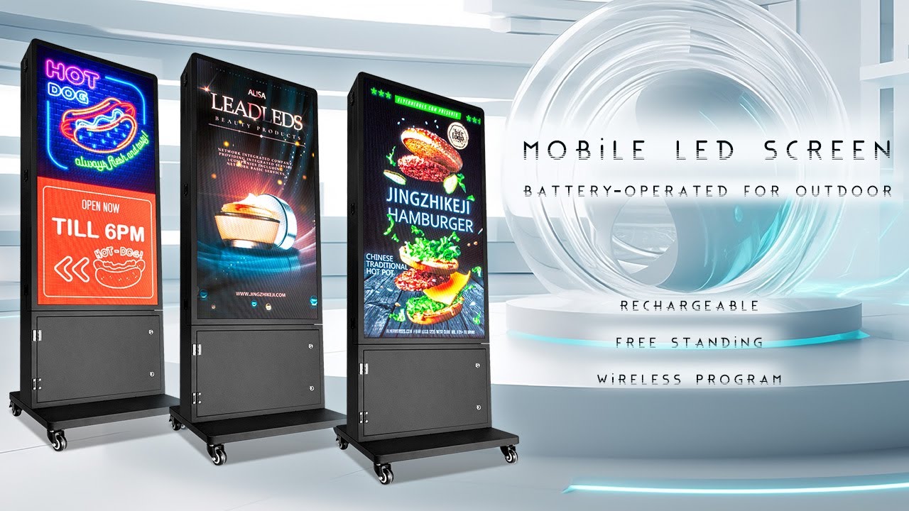 Double Sided Outdoor Sidewalk Sign Battery Powered HD LED Display ...