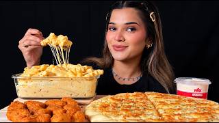 ASMR | CRAVING EXTRA CREAMY CHEESY PASTA WITH GARLIC BREAD AND SPICY NUGGETS | NO TALKING