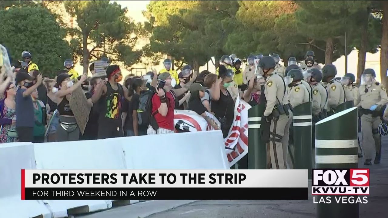 Protesters take to Strip on Saturday - YouTube
