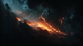 Dark cinematic clouds motion background loop 4K | Particle effects golden orange