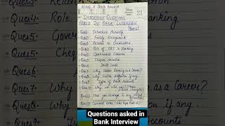 IMPORTANT QUESTIONS ASKED IN BANK INTERVIEW.#targetbankexam #bankexam#bankinterview #sbipointerview