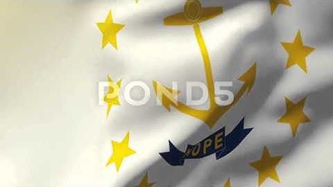 Rhode Island Flag Waving In The Wind. Looping Sun Rises Style. Animation Loop