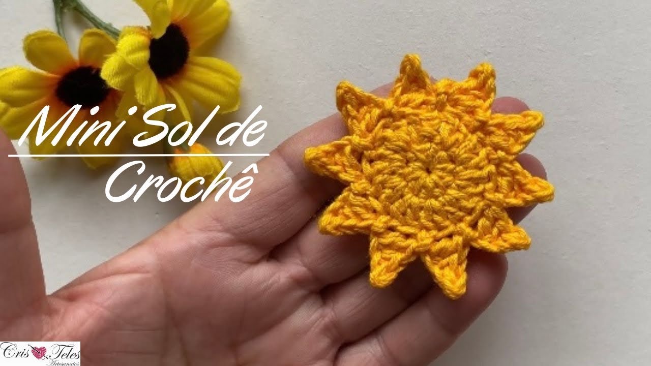 SOL DE CROCHÊ PARA APLICAÇÃO  por @CrisTelesCroche