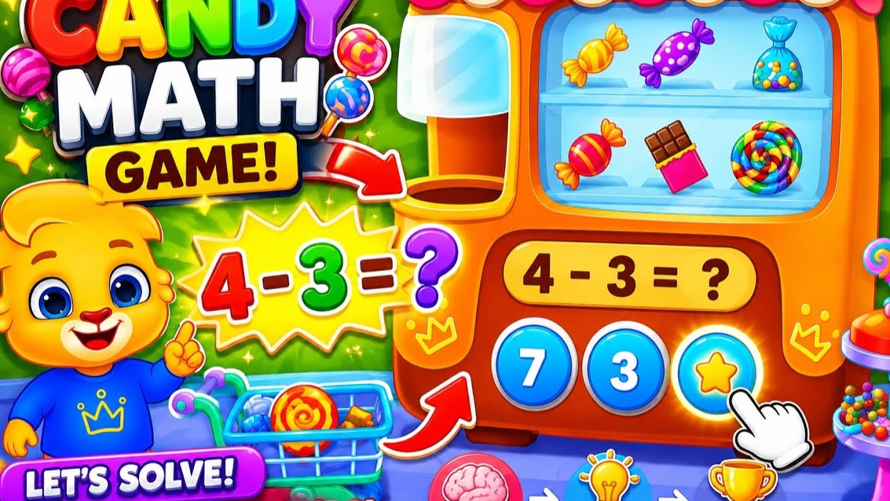 Party Sweets Math Game Lucas Candy Math Game ๐ญ | Easy Minus Learning for Kids | 4-3=? ๐ง - YouTube