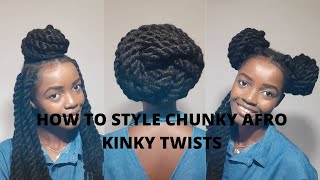 NATURAL HAIR||EASY TO GO STYLES FOR CHUNKY AFRO KINKY TWISTS