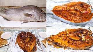 سمك الموفا اليمني بتتبيلة مميزة مشوي بالطريقة اليمنية (مخبازة)Mofa fish grilled in the Yemeni way