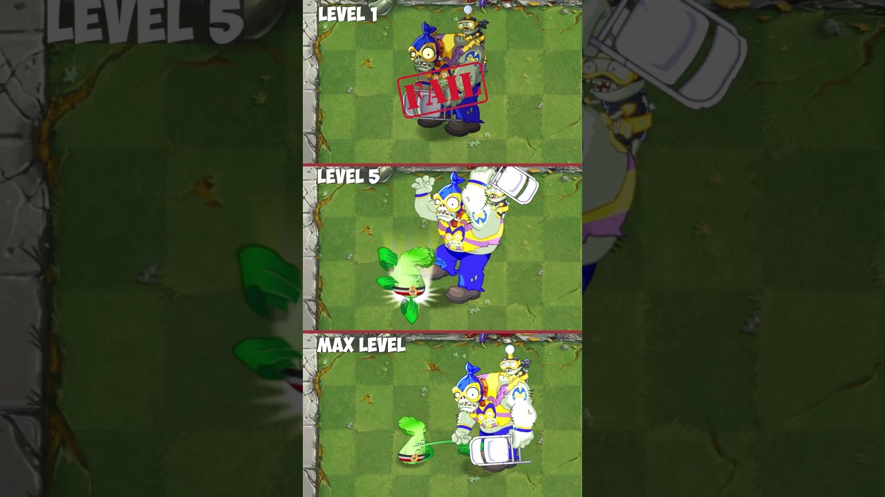 Pvz 2 Check plants - Bonk Choy Level 1, 5, Max vs Parkour Gargantuar
