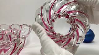 Mikasa Crystal Red Peppermint Swirl Bowl Trio