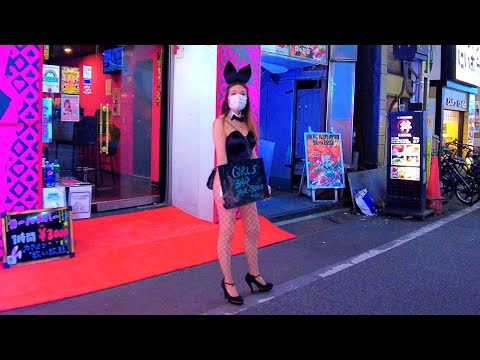 Japan Walk Kabukicho late at night, Bunny red light district, adult alley in Shinjuku, Tokyo｜4K 歌舞伎町