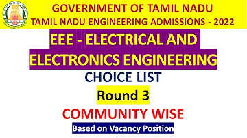 EEE ROUND 3 Choice List Based on Vacancy Postion|Community wise|Anbarivu #eee  #choicelist #round3