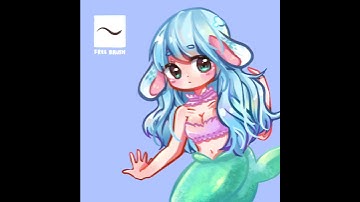 Kawaii 🐰 mermaid procreate ipad free brush process paint video