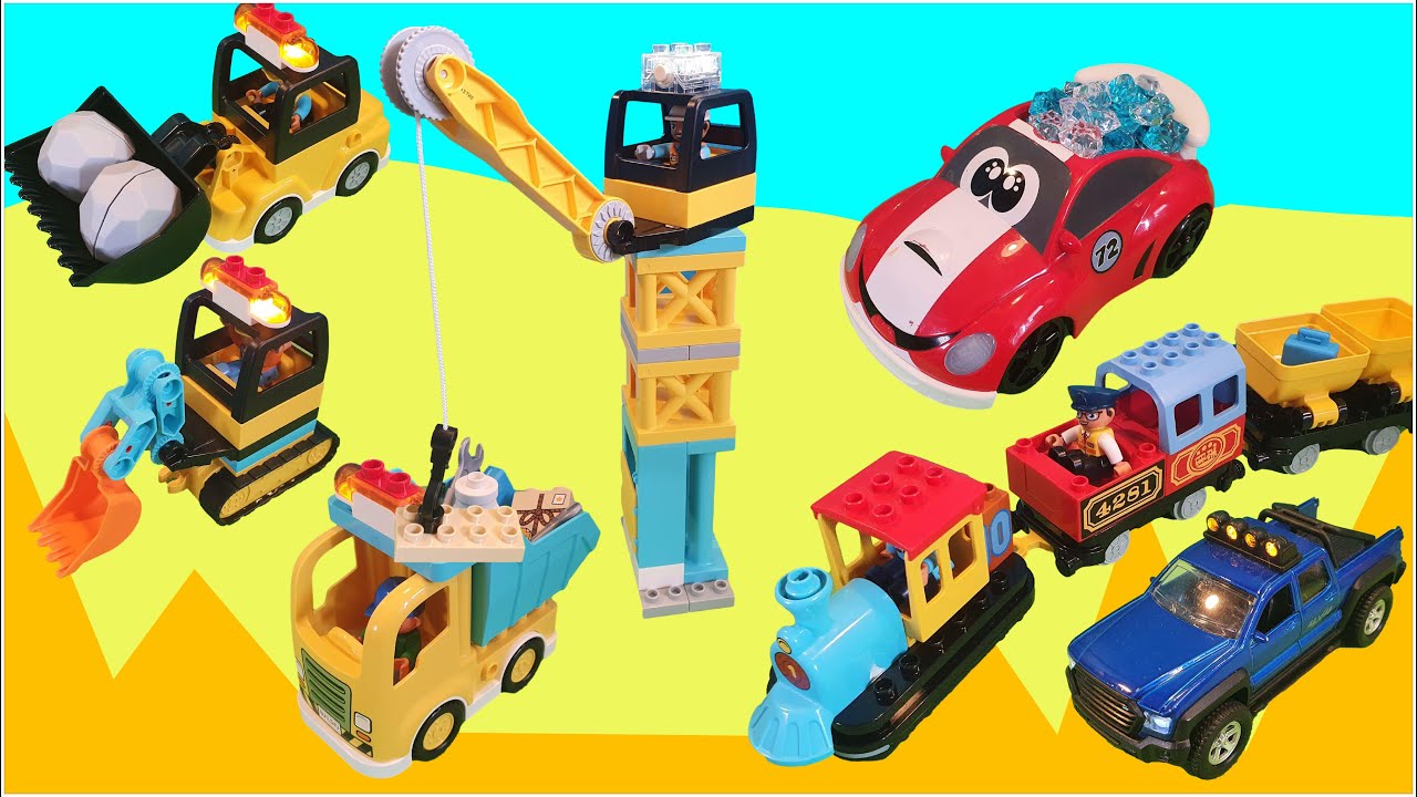Lego Duplo Construction Set, Excavator, Truck, Bulldozer