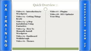 Virtual Assistant Training   Wordpress Warm Up Introduction