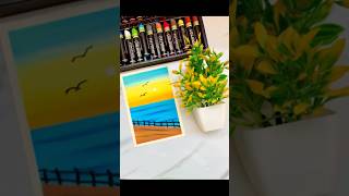 🌅 Stunning Sunset Beach Drawing 🎨 | Easy Ocean Scenery Art #oilpastel #oilpastelart #arttutorial
