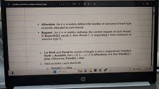 OS • Deadlock Detection Algorithm • Part 1 of 3 : The Algorithm