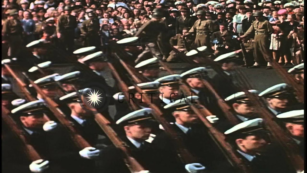 The  funeral cortege of Franklin Roosevelt in Washington DC, United States. HD Stock Footage