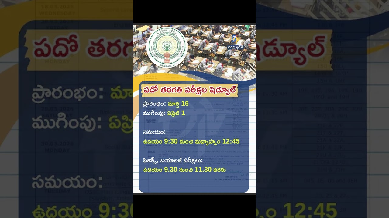 Ap 10th exams Time table released 🤗