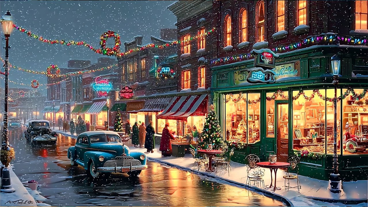 Cozy Christmas 1950’s Coffee Shop🎶Frank Sinatra, Nat King Cole,Bings Crosby, Dean Martin, Brenda Lee