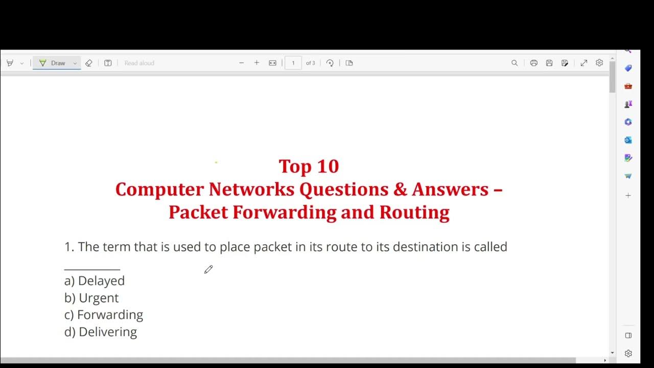 Packet Forwarding and Routing Computer Networks Questions & Answers