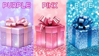 Choose Your Gift✅ 3 Gift Box Quiz Challenge PurplevsPinkvsvsBlue #3giftbox #PurplevsPinkvsvsBlue