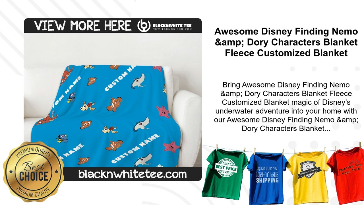 Awesome Disney Finding Nemo &amp; Dory Characters Blanket Fleece Customized Blanket