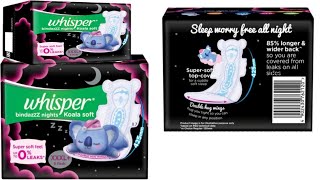 New Whisper Bindazz Nights Koala Soft Sanitary Pads (Napkin) XXL 10 Napkins Video screenshot 5