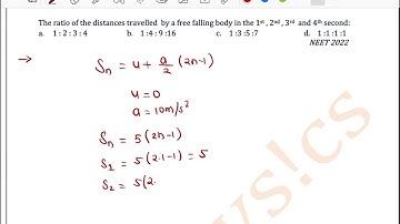 The ratio of the distances travelled  by a free falling body in the 1st , 2nd , 3rd  and 4th second