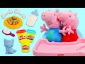 Peppa Pig and Baby George Feed &amp; Play with Cute Puppy Using Play Doh Create N Go Pets Playset!