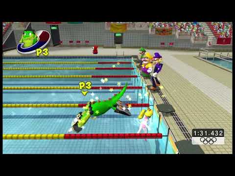 Mario Sonic At The Olympic Games Team Green Pink In 4x100m Freestyle