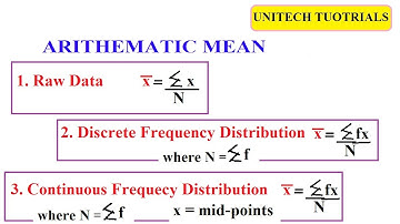 Arithmetic Mean. how to solve mean in raw data, discrete frequency, continuous frequency.