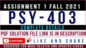 PSY403 Assignment No. 1 Fall 2021 Solution || PSY403 Assignment 1 Idea Solution