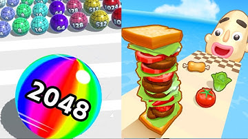 Sandwich Runner vs Ball Run 2048 - MAX LEVEL Gameplay Walkthrough (Android,iOS) NEW UPDATE