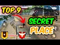 Top 9 Secret/hidden places in free fire | New hidden places in free fire after update