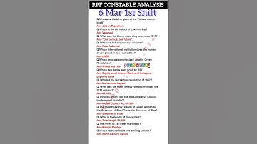 RPF CONSTABLE EXAM ANALYSIS 2025|6 Mar 1st Shift|RPF Constable paper analysis today#rpfconstable#gk