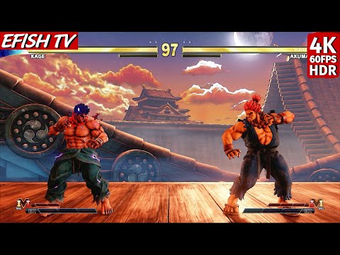 Kage vs Akuma (Hardest AI) - Street Fighter V | 4K 60FPS HDR
