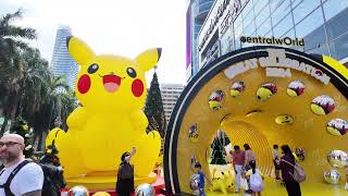 Pikachu in Bangkok at Central World with Big Christmas Tree