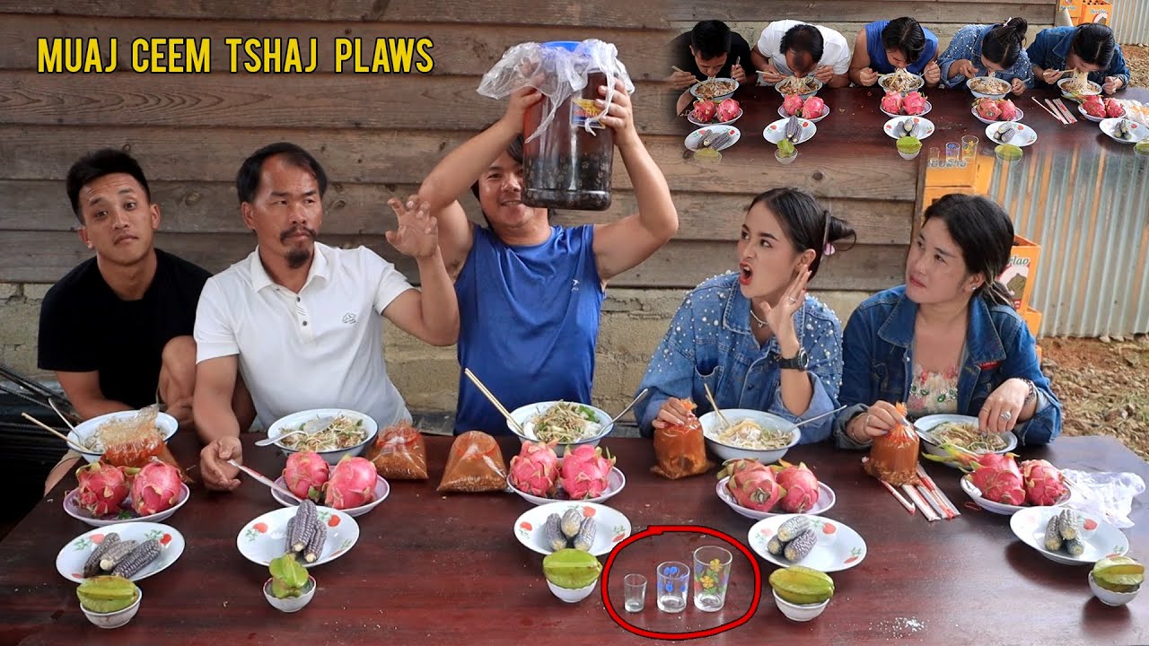 Sib tw noj khoom lom zem heev - noj qhaub poob,txiv qe zaj,pob kws,txiv nplai
