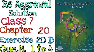 Rs Aggarwal Class 7 Exercise 20D Question number 1,2,3,4 | Mensuration | MD Sir