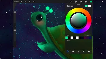 Cute Space Turtle Drawing iPad Procreate