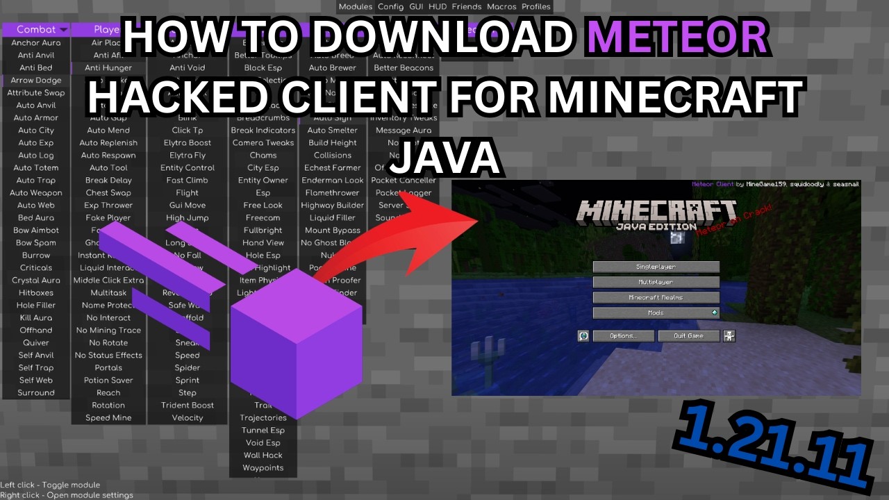 How To Download Meteor Hack Client For Minecraft Java - YouTube
