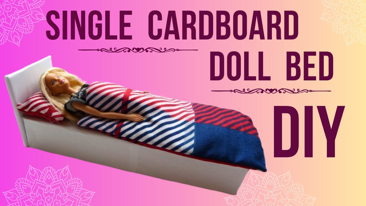 A single cardboard bed for a Barbie doll. Accessories for Barbie DIY ...