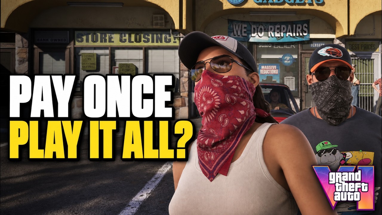 GTA 6 Radar video thumbnail: Take-Two's CEO telling shareholders GTA 6 launches with no recurrent spending, set against the GTA 5 story expansions that were promised and never shipped